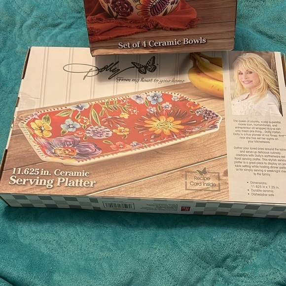 Dolly Parton ceramic 11.625" Serving Platter & set of 4 bowls 6" x 2.625" NEW - Picture 5 of 7